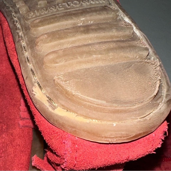 Girl’s Red Suede 3 Layer Fringe Boot - Picture 7 of 9